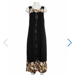 PARADISE BAY SMALL HAWAIIAN FLORAL COLUMN DRESS IN NAVY w/ CREAM PRINT